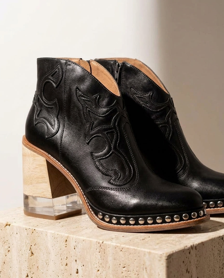 Palmer Women's Embroidered Studded Ankle Boots