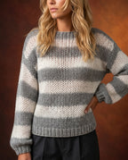 Whitney Women's Striped Open Knit Sweater
