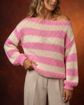 Whitney Women's Striped Open Knit Sweater