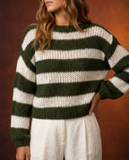 Whitney Women's Striped Open Knit Sweater
