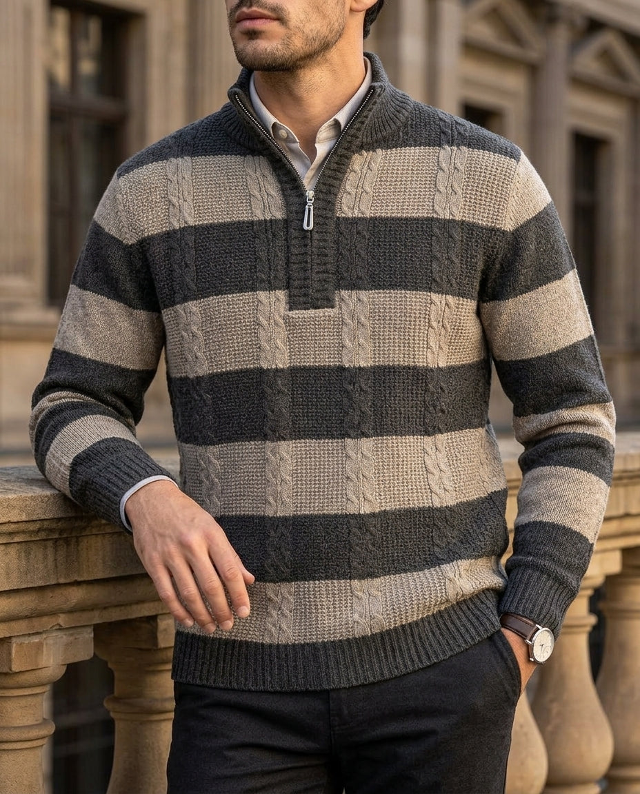 Bennett Men's Cable Knit Half Zip Sweater