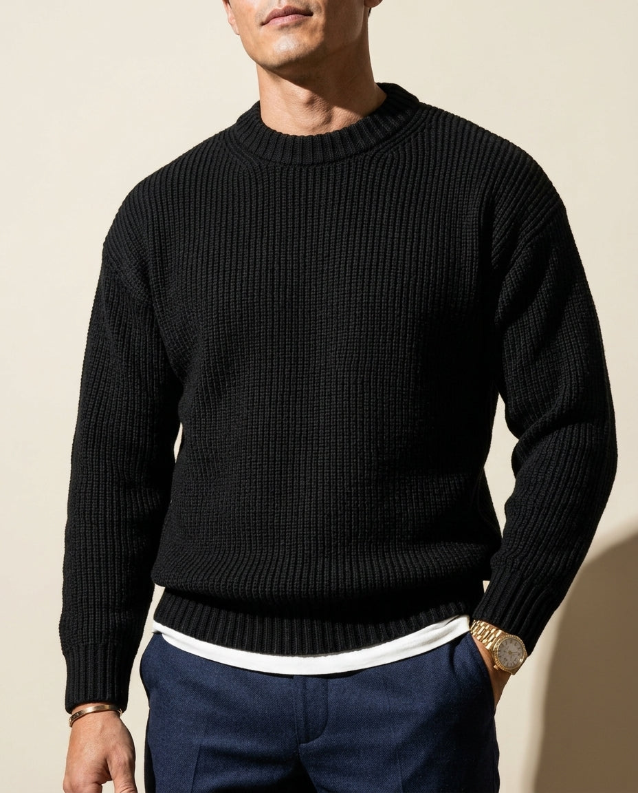 Sutton Men's Textured Crew Neck Sweater
