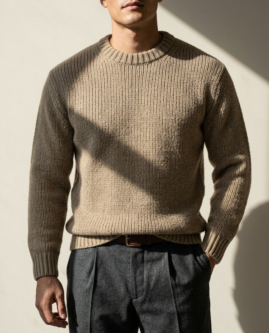Sutton Men's Textured Crew Neck Sweater