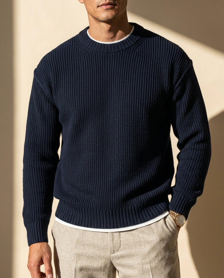 Sutton Men's Textured Crew Neck Sweater