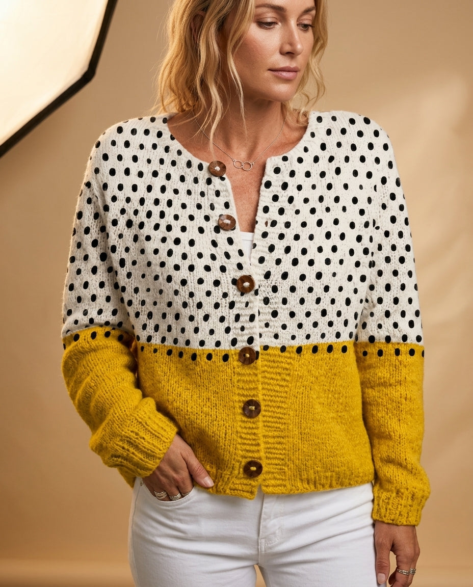 Everly Women's Colorblock Polka Dot Cardigan