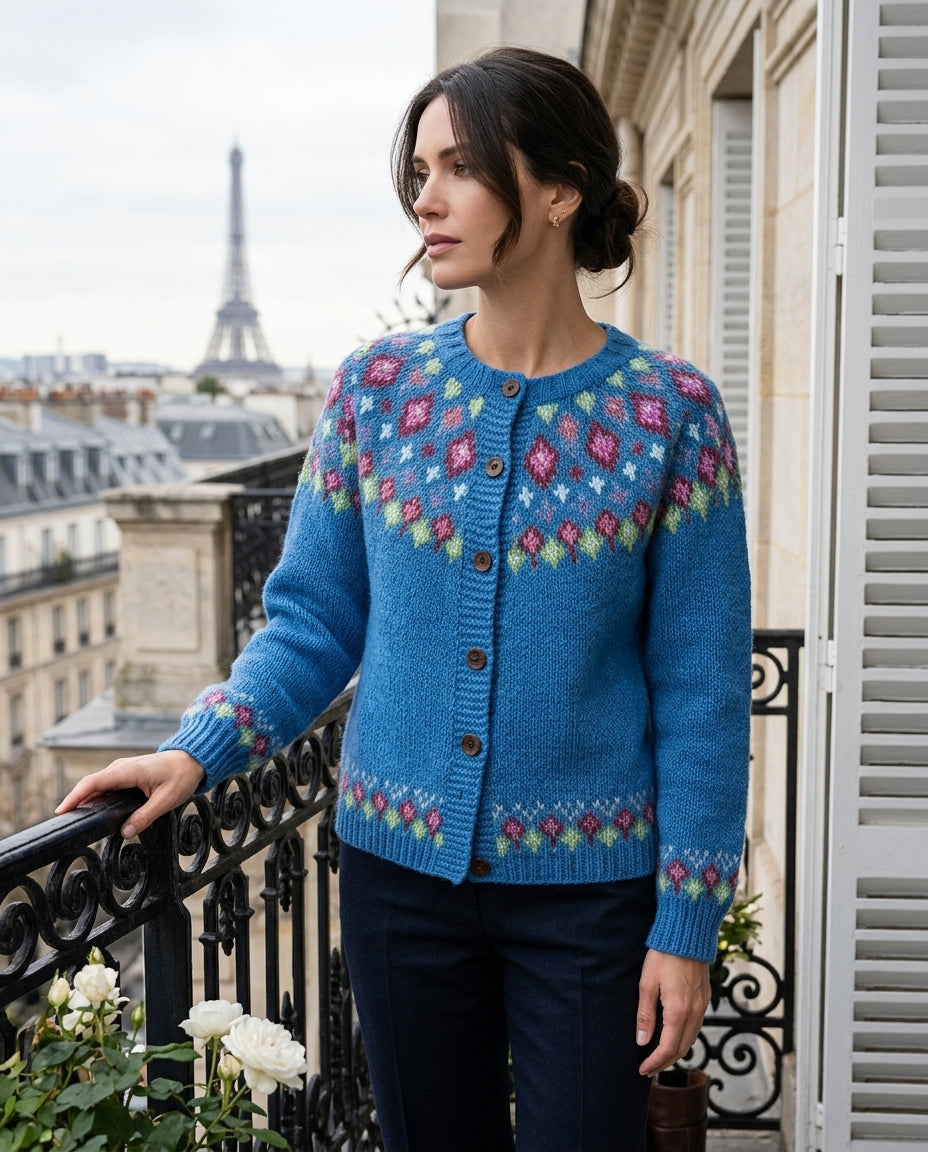 Adeline Women's Fair Isle Yoke Cardigan
