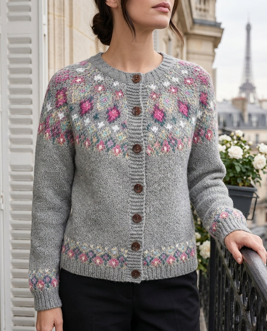 Adeline Women's Fair Isle Yoke Cardigan