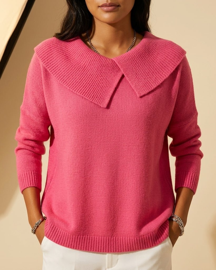 Charlotte Women's Wool Blend Fold Collar Sweater