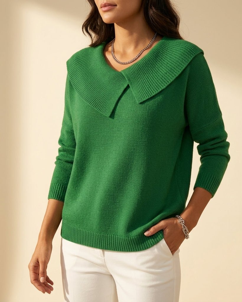 Charlotte Women's Wool Blend Fold Collar Sweater