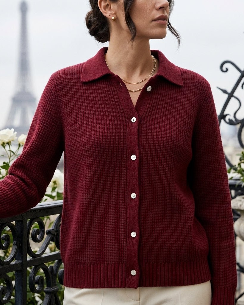 Adeline Women's Elegant Ribbed Knit Button Sweater