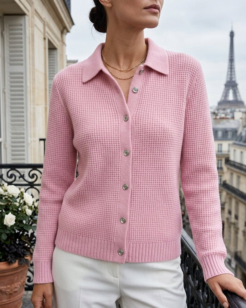 Adeline Women's Elegant Ribbed Knit Button Sweater