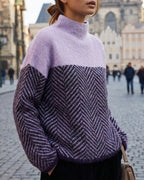 Marlowe Women's Turtleneck Herringbone Sweater