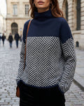 Marlowe Women's Turtleneck Herringbone Sweater