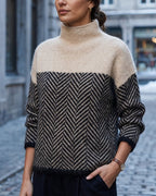 Marlowe Women's Turtleneck Herringbone Sweater