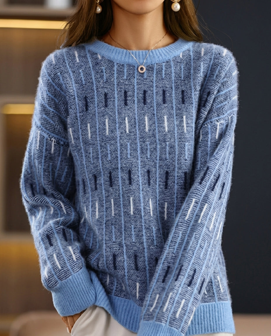 Maya Elegant Striped Knit Pullover Sweater for Women