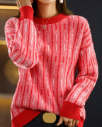 Maya Elegant Striped Knit Pullover Sweater for Women