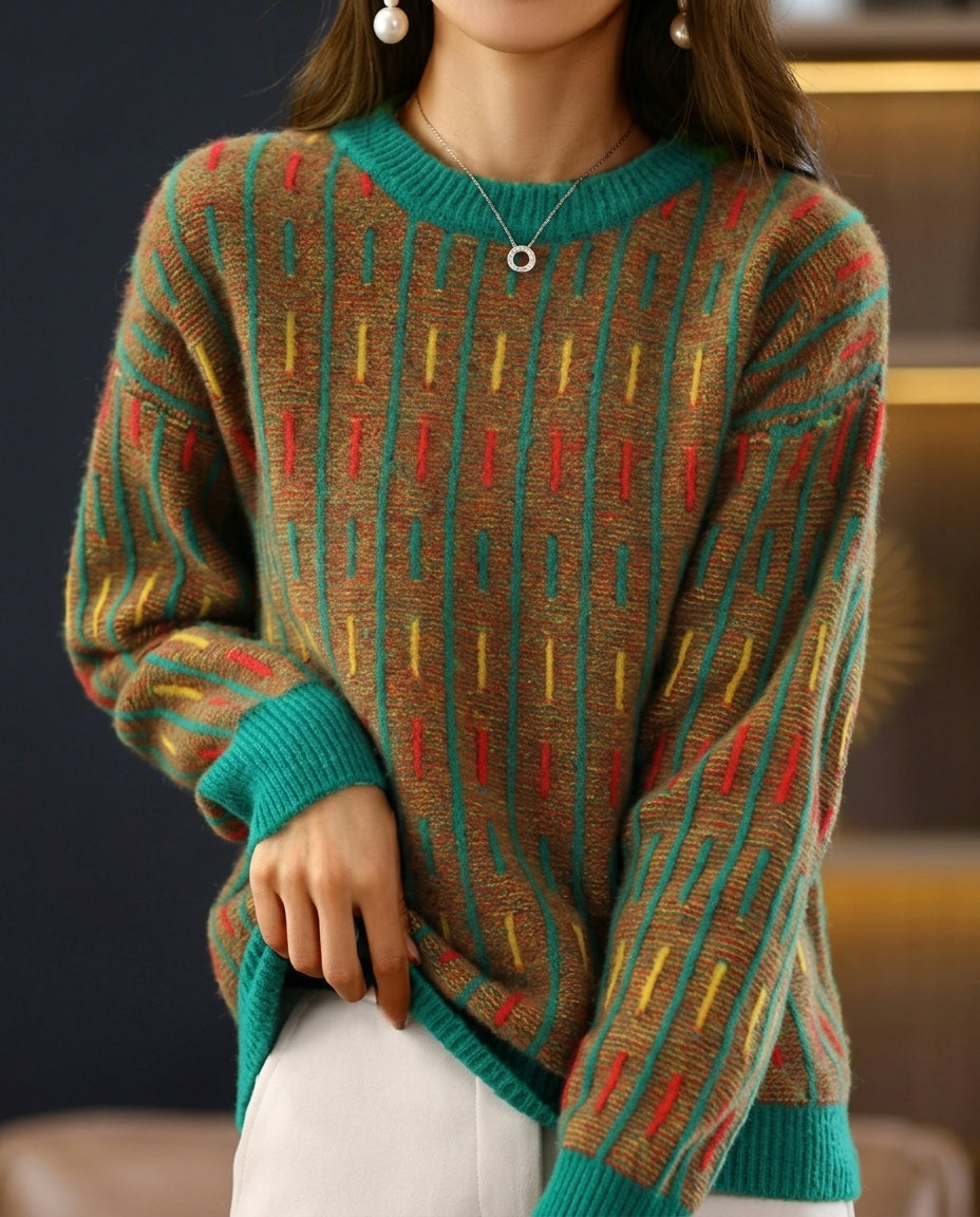 Maya Elegant Striped Knit Pullover Sweater for Women