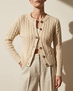 Vera Cropped Cable Cardigan Sweater for Women