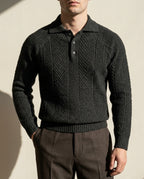 Colton Long Sleeve Chevron Knit Polo Sweater for Men