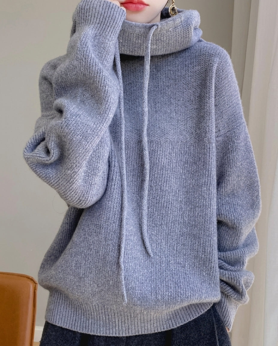 Kendall Wool Oversized Hooded Pullover Sweater for Women