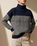 Ana Herringbone Wool Mock Neck Sweater for Women