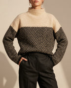 Ana Herringbone Wool Mock Neck Sweater for Women