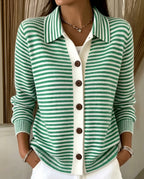 Margot Striped Cozy Button-Down Cardigan Sweater for Women