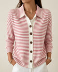 Margot Striped Cozy Button-Down Cardigan Sweater for Women