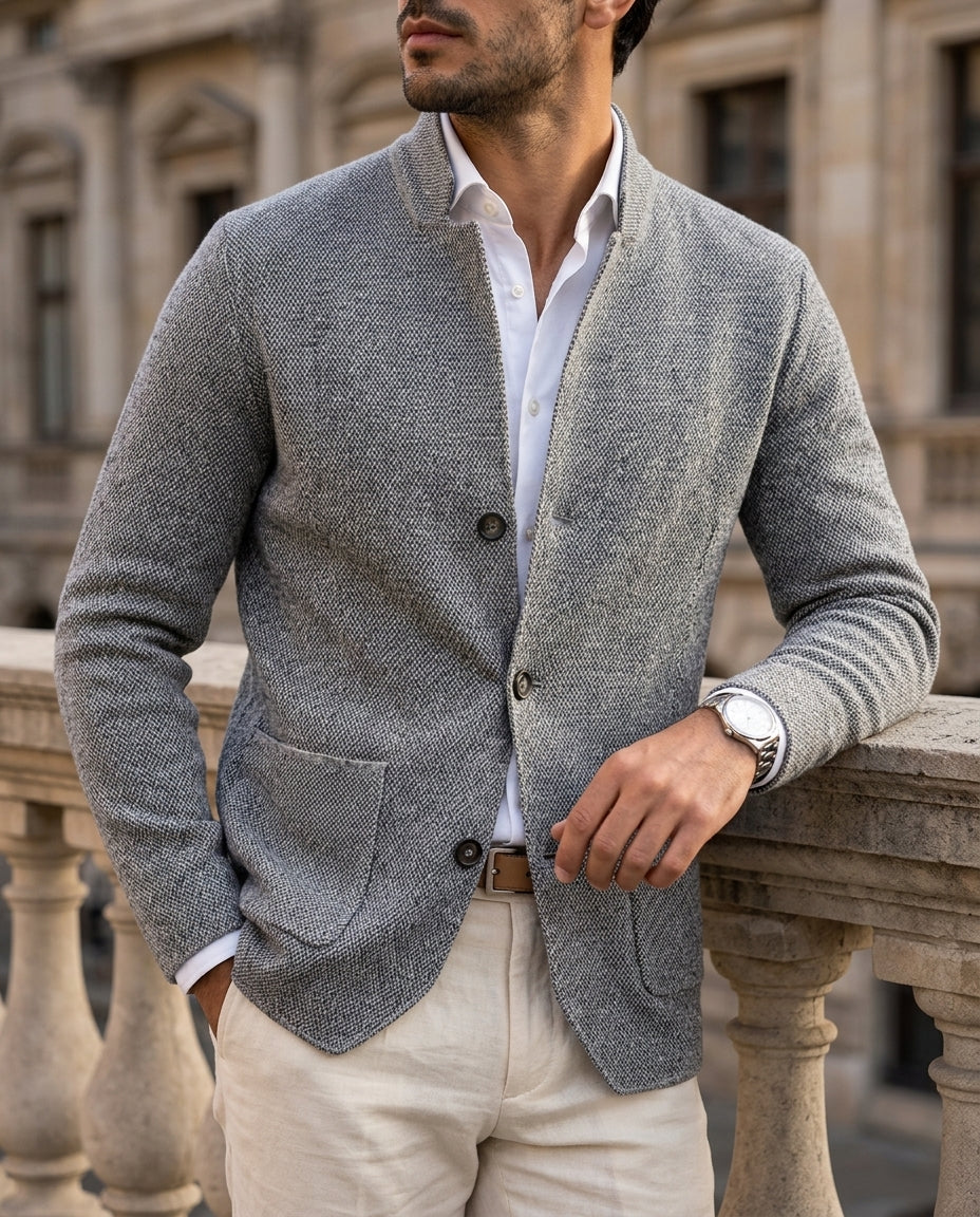 Arthur Stand Collar Button Cardigan Sweater for Men
