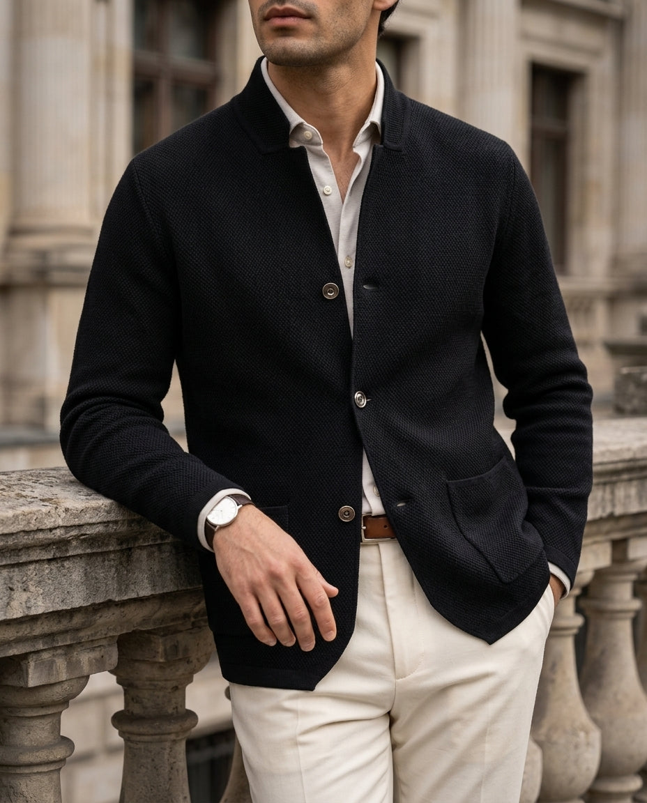 Arthur Stand Collar Button Cardigan Sweater for Men