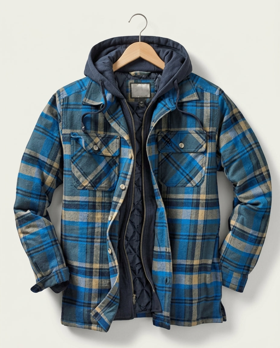 Sawyer Plaid Hooded Flannel Zip Jacket for Men