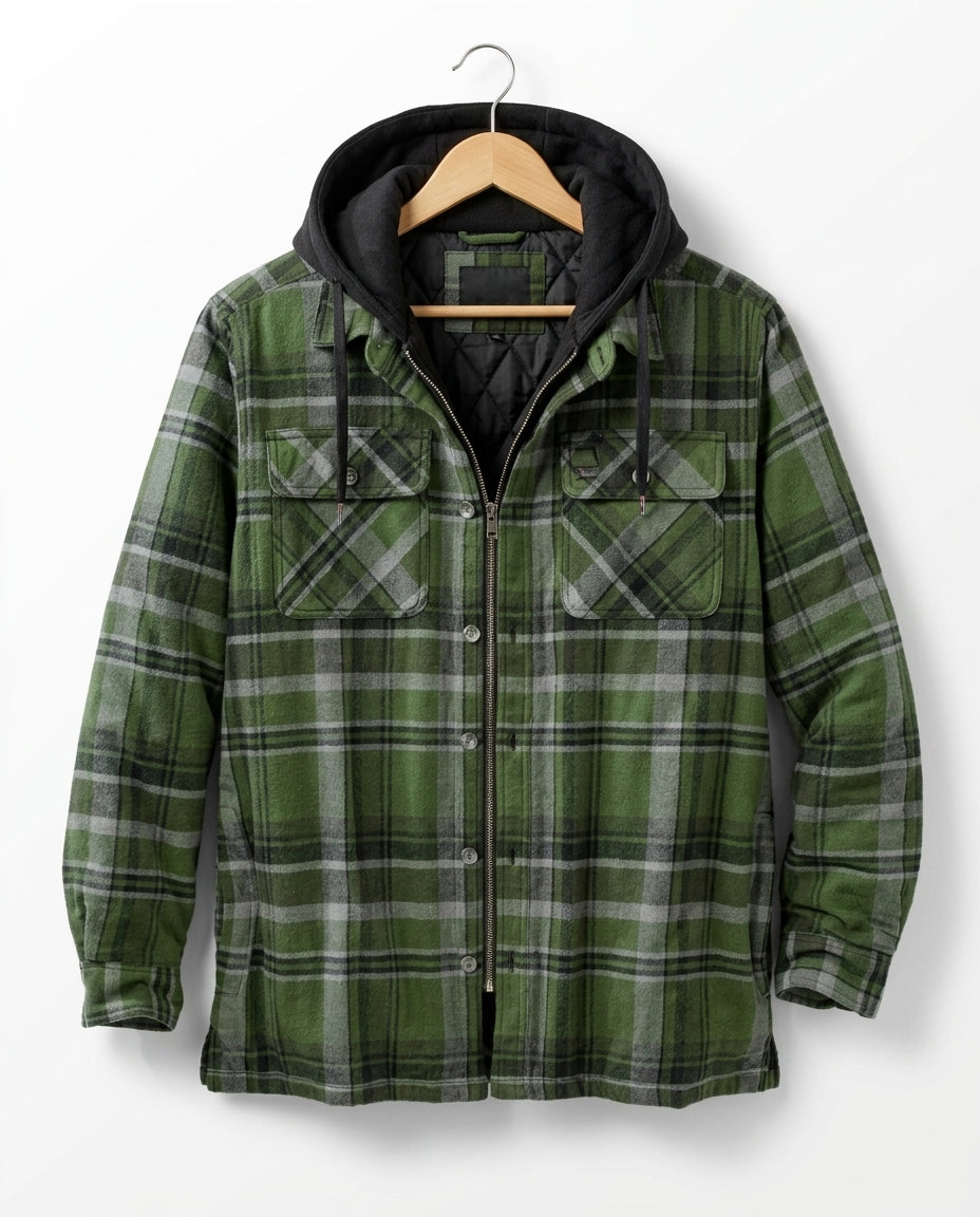 Sawyer Plaid Hooded Flannel Zip Jacket for Men