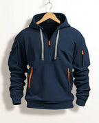 Orion Quarter-Zip Multi-Pocket Hooded Sweatshirt for Men