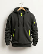 Orion Quarter-Zip Multi-Pocket Hooded Sweatshirt for Men
