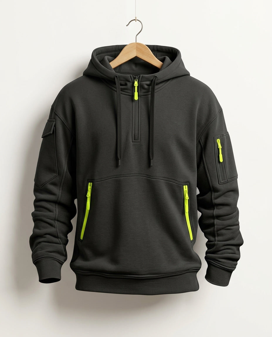 Orion Quarter-Zip Multi-Pocket Hooded Sweatshirt for Men