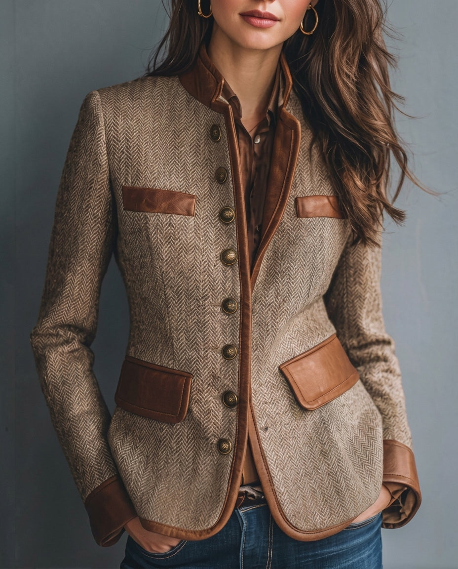 Nova Structured Tweed Wool Blazer Jacket for Women