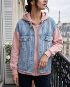 Marlowe Women's Layered Denim Hooded Jacket