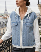 Marlowe Women's Layered Denim Hooded Jacket