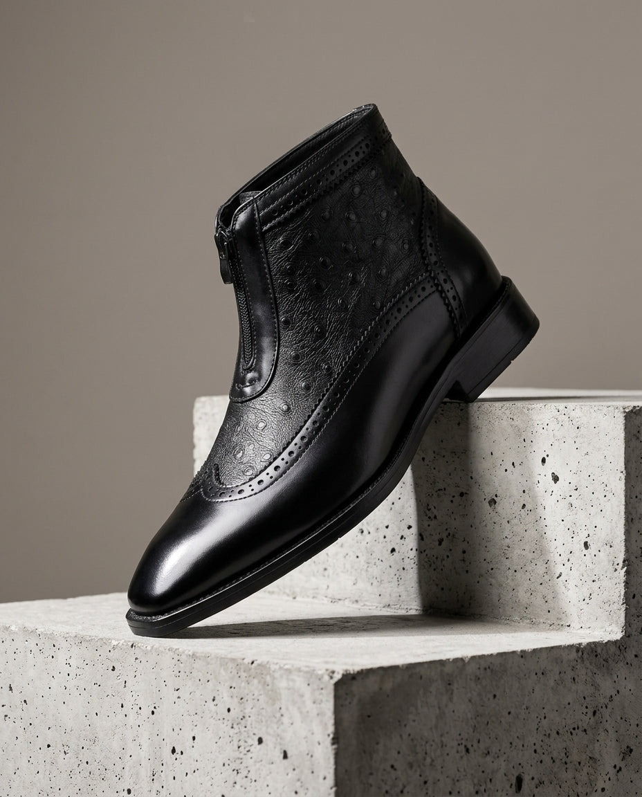 Barrett Men's Leather Ostrich Embossed Boots