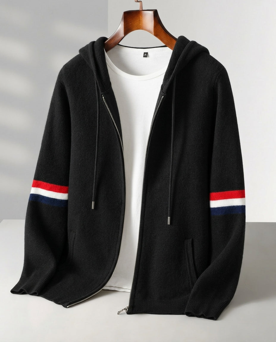 Weston Men's Cashmere Striped Hooded Sweater
