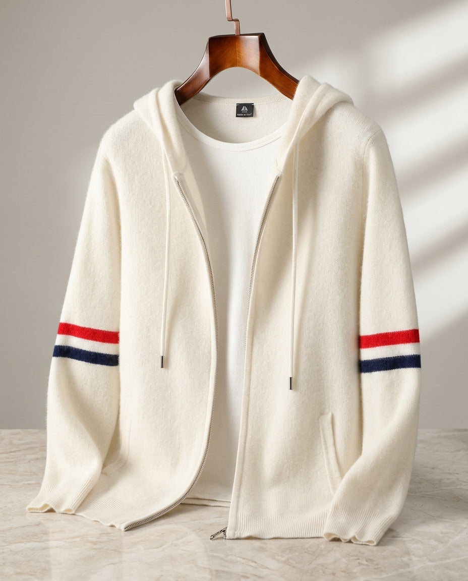 Weston Men's Cashmere Striped Hooded Sweater