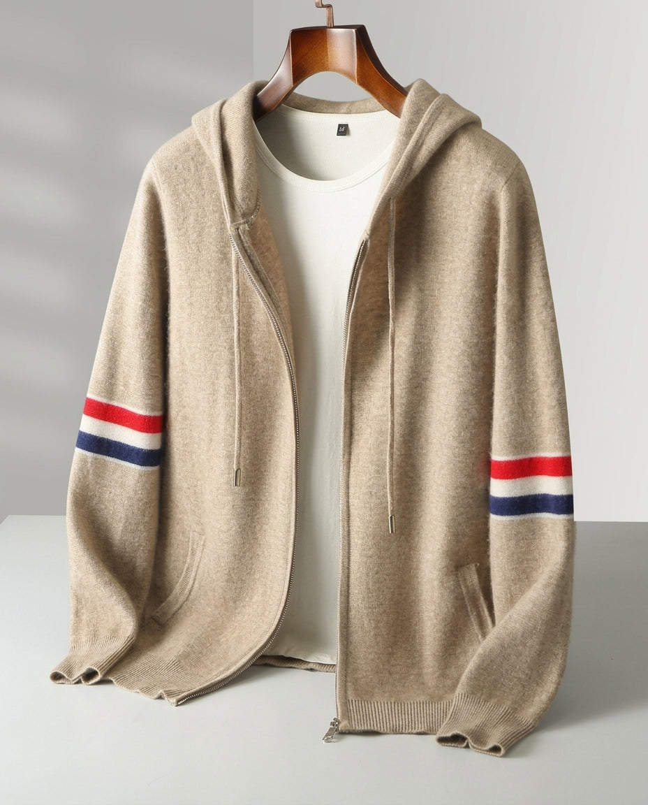 Weston Men's Cashmere Striped Hooded Sweater