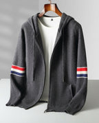 Weston Men's Cashmere Striped Hooded Sweater
