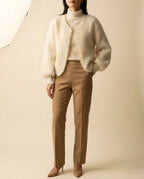 Genevieve Women's Cashmere Pearl Cardigan Sweater