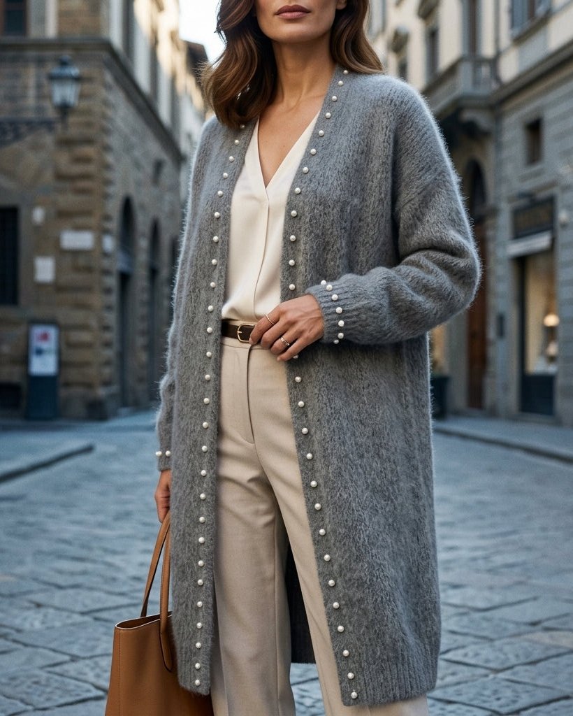Blakely Women's Cashmere Pearl Trim Cardigan