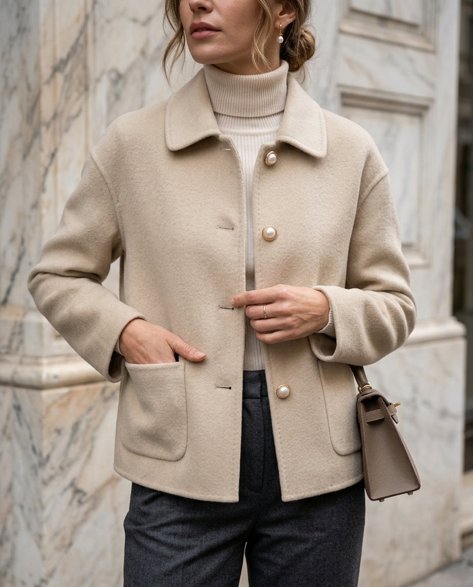 Josephine Women's Cashmere Cropped Elegant Coat