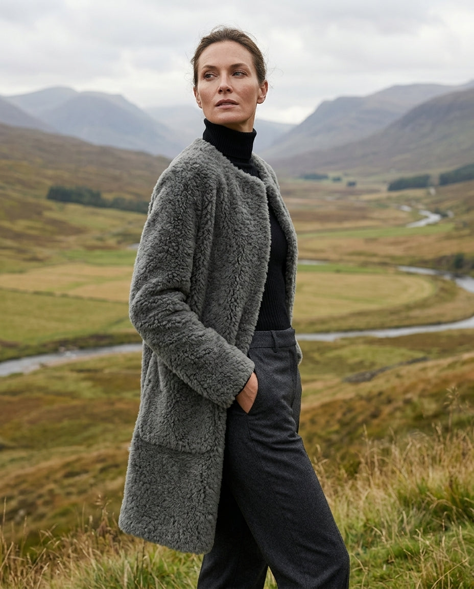 Whitney Women's Sherpa Fleece Longline Coat