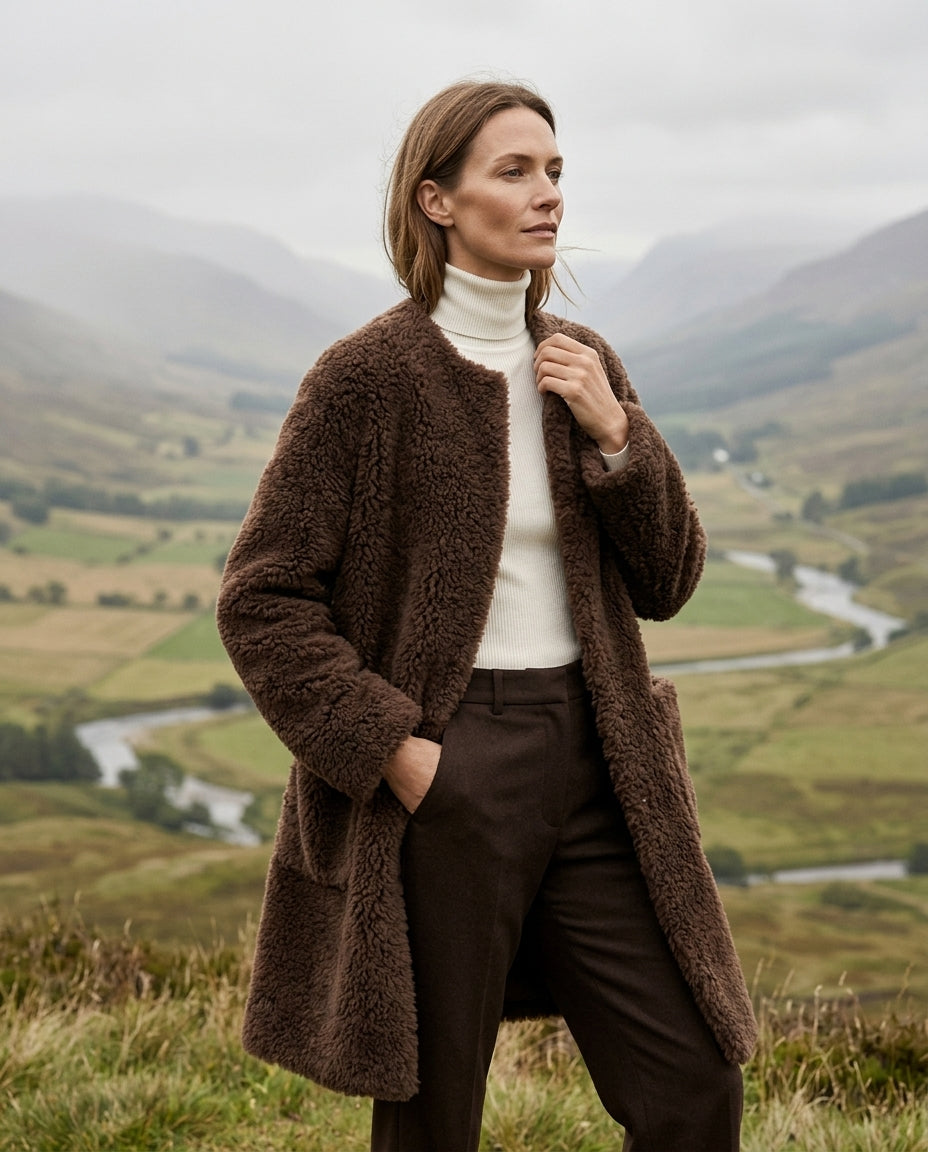 Whitney Women's Sherpa Fleece Longline Coat