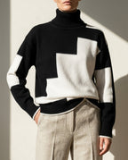 Marchetti Women's Stylish Colorblock Turtleneck Sweater