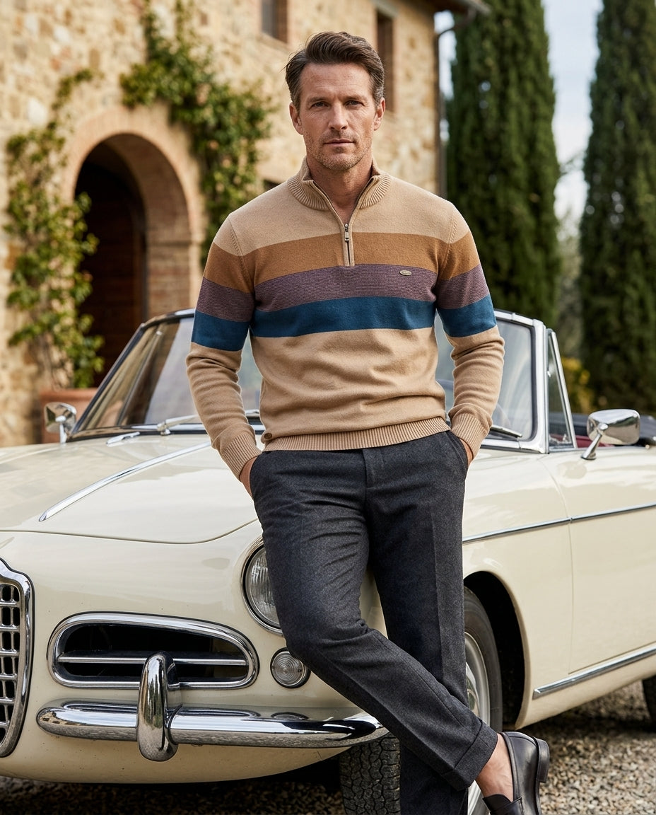 Bennett Men's Cotton Colorblock Quarter Zip